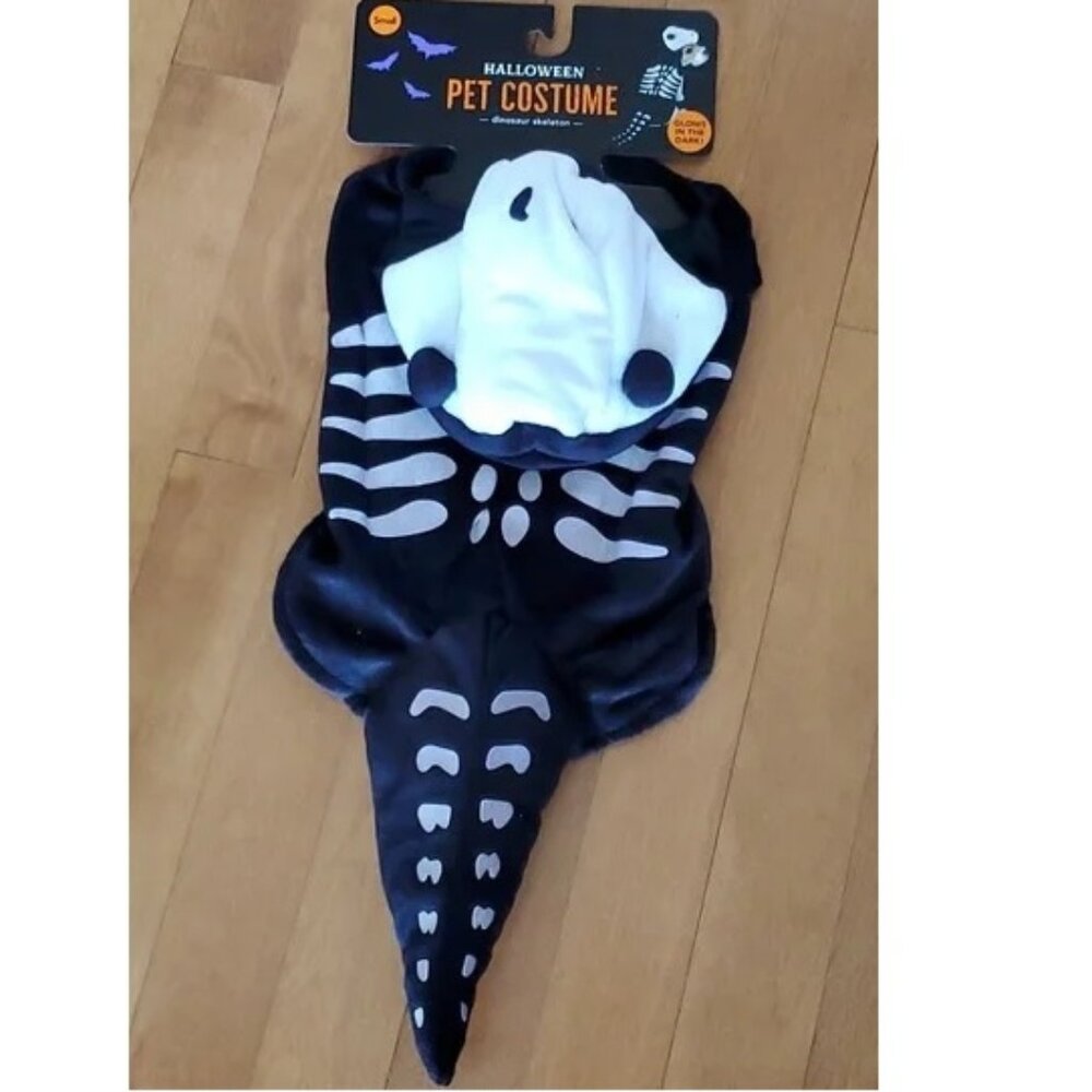 Dog Pet DINOSAUR SKELETON Halloween Costume Size Small Med Glow in the Dark NWT